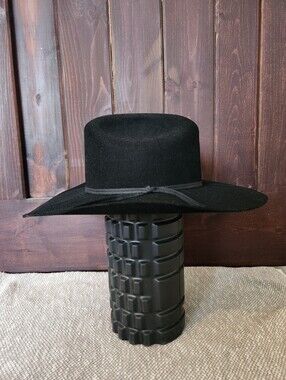 Vintage Resistol 4X Beaver Black Felt Cowboy Hat, Self Conforming, Oval, 6 7/8